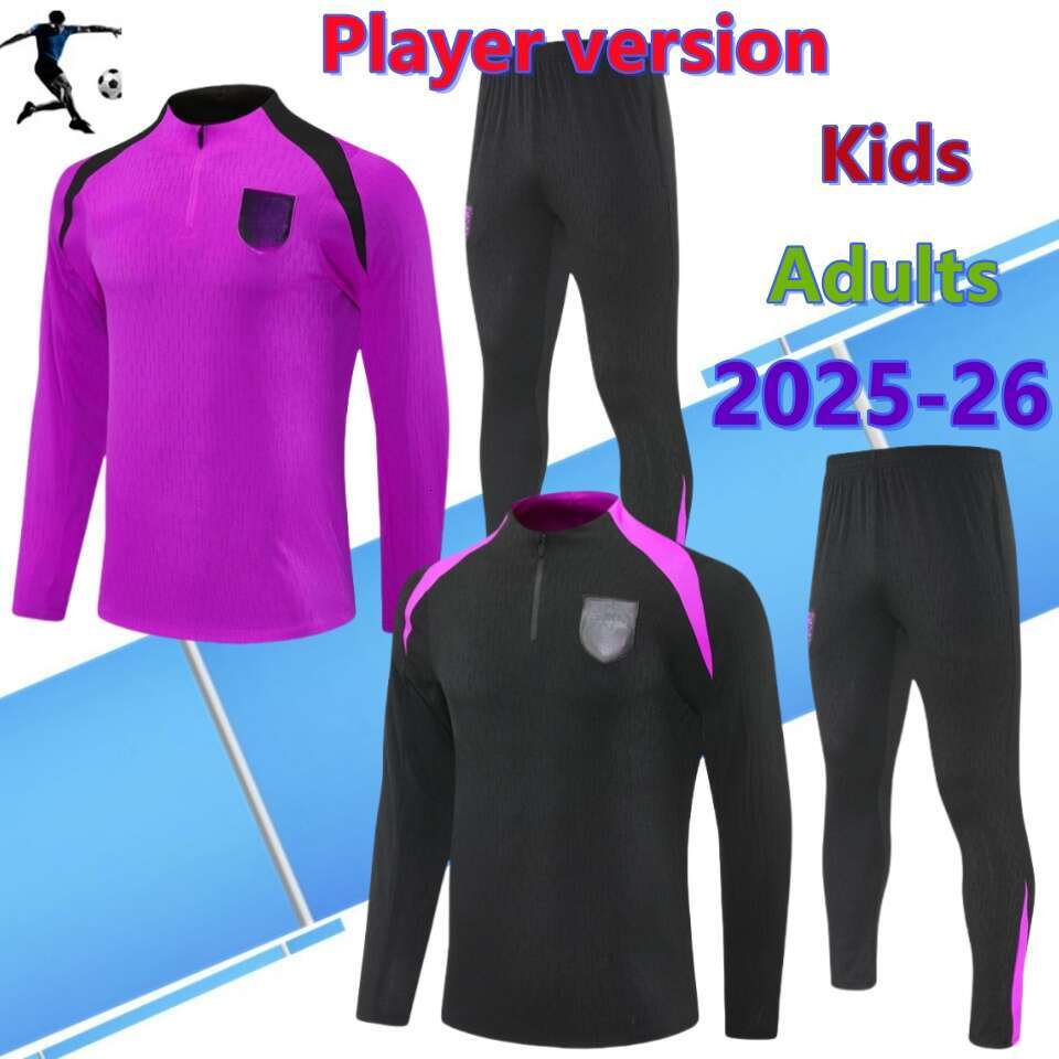 Player version 2025-26 EnGLaNdS Training Kit Jerseys Men Kids KANE BELLINGHAM BOWEN RICE FODEN half-zip purple Football Shirt Soccer Uniforms