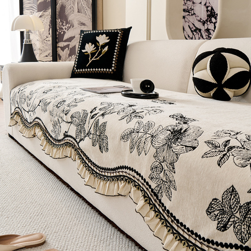 French Style Light Luxury Chenille All Seasons 2025 New High-end Non-slip Seat Cushion Sofa Cover