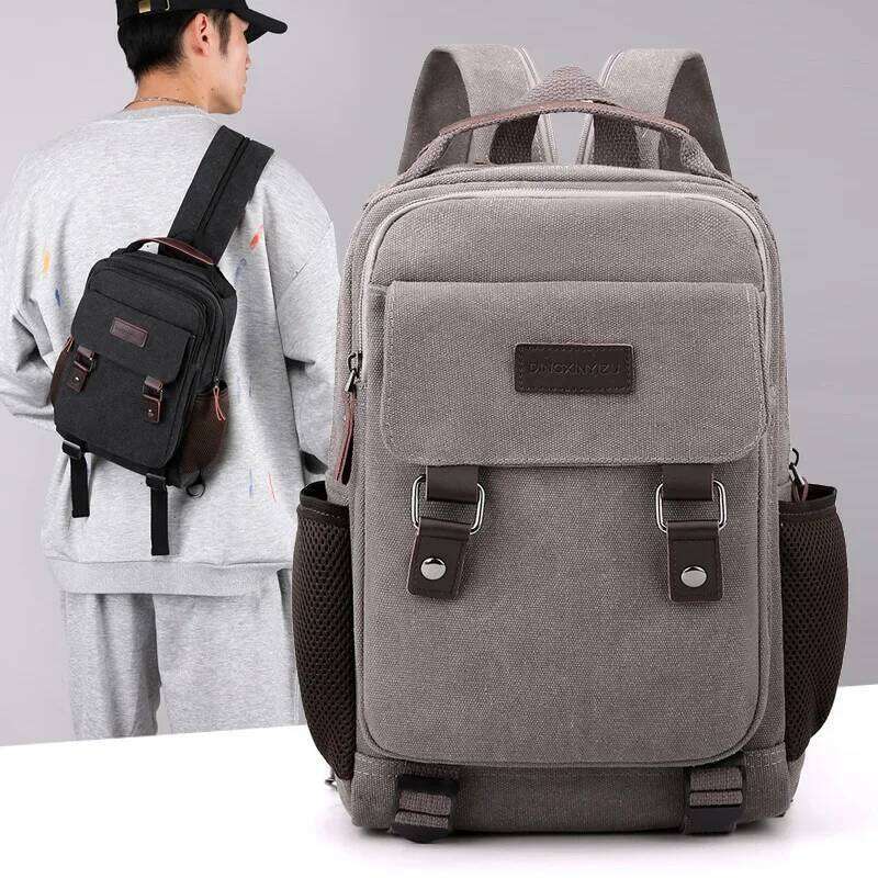 Small Mens Canvas Casual Backpacks for Men 2023 Mini Male School Bag Rucksack Man Multi-function Crossbody Bags Travel