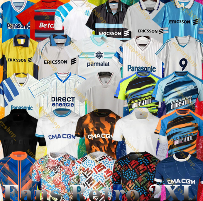 11 12 retro marseilL e soccer jerseys 1990 1991 1992 93 98 99 DROGBA BOLI 2000 2003 2004 05 06 Classic vintage Football Shirt PAYET REMY PIRES Maillot de foot Papin Waddle