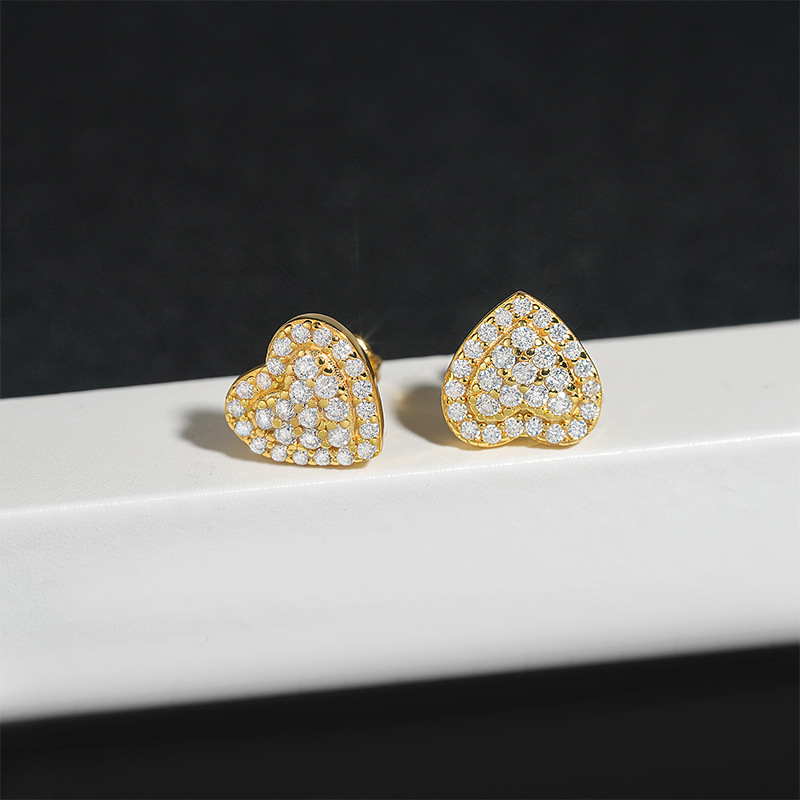 Pass Diamond Tester Fine Jewelry 925 Sterling Silver Charm Diamond Moissanite Stud Earring