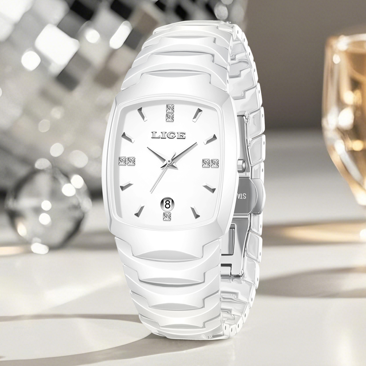LIGE watch men's universal watch men's and women's same waterproof watch holiday gifts High-end ceramic material watches