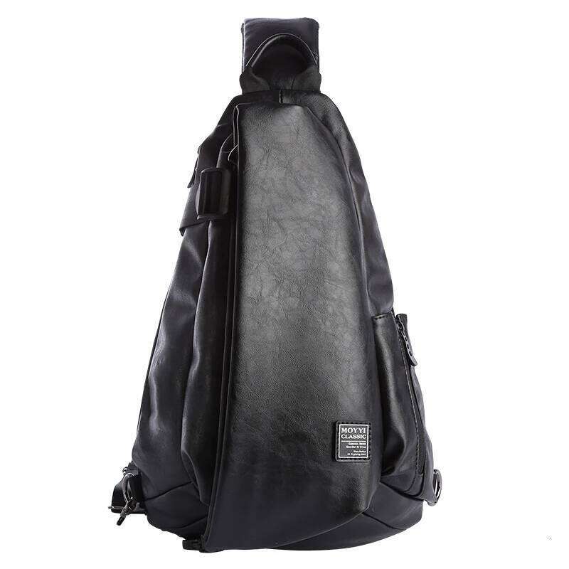 Men's PU Leather Crossbody Male Casual Waterproof Outdoor Multi-Pocket Chest Shoulder Bag Unisex Sport Fanny Pack