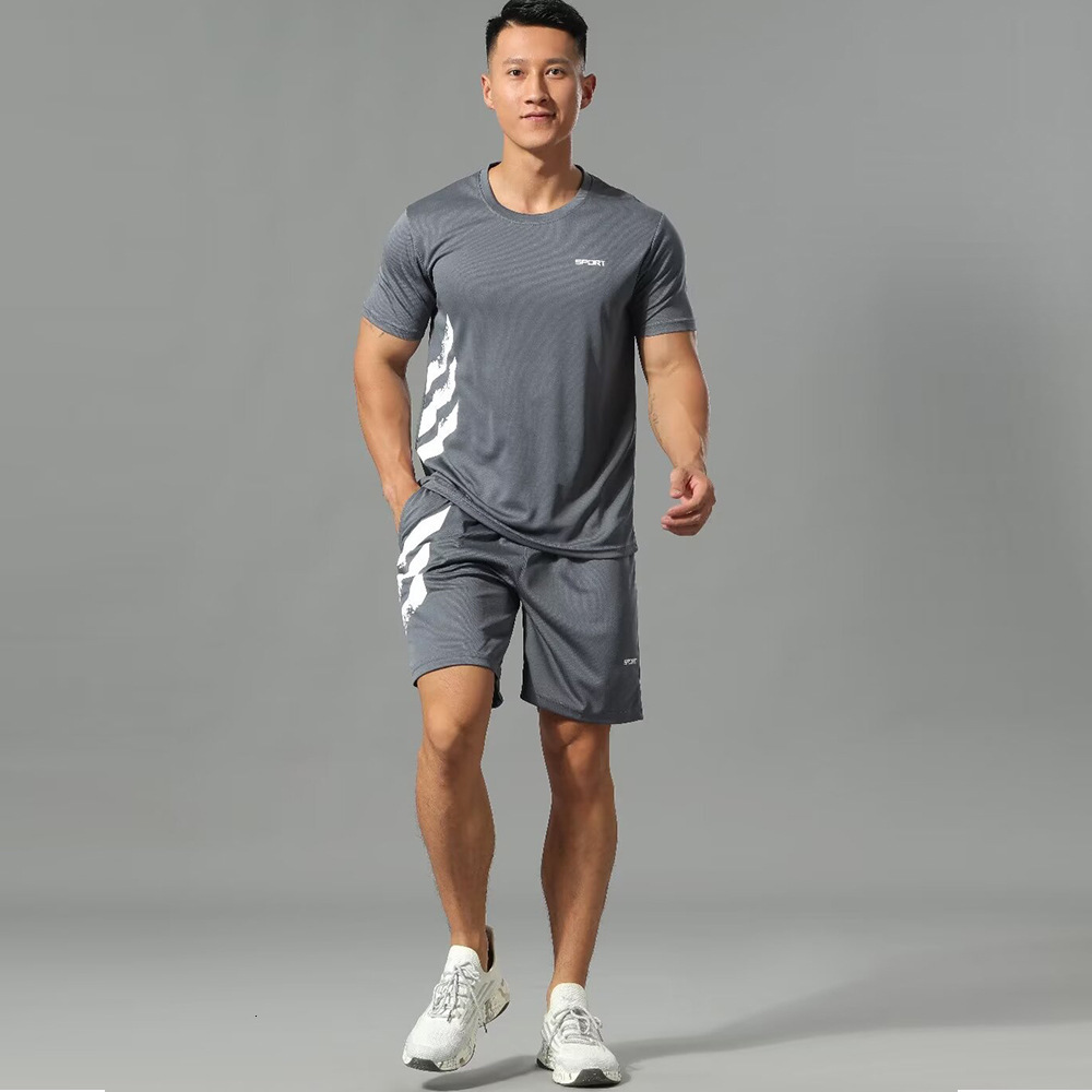 Short Sleeve Unisex Casual Quick-Dry Clothing Set Women Outdoor Thin Loose Sports Suit Spring Autumn Men