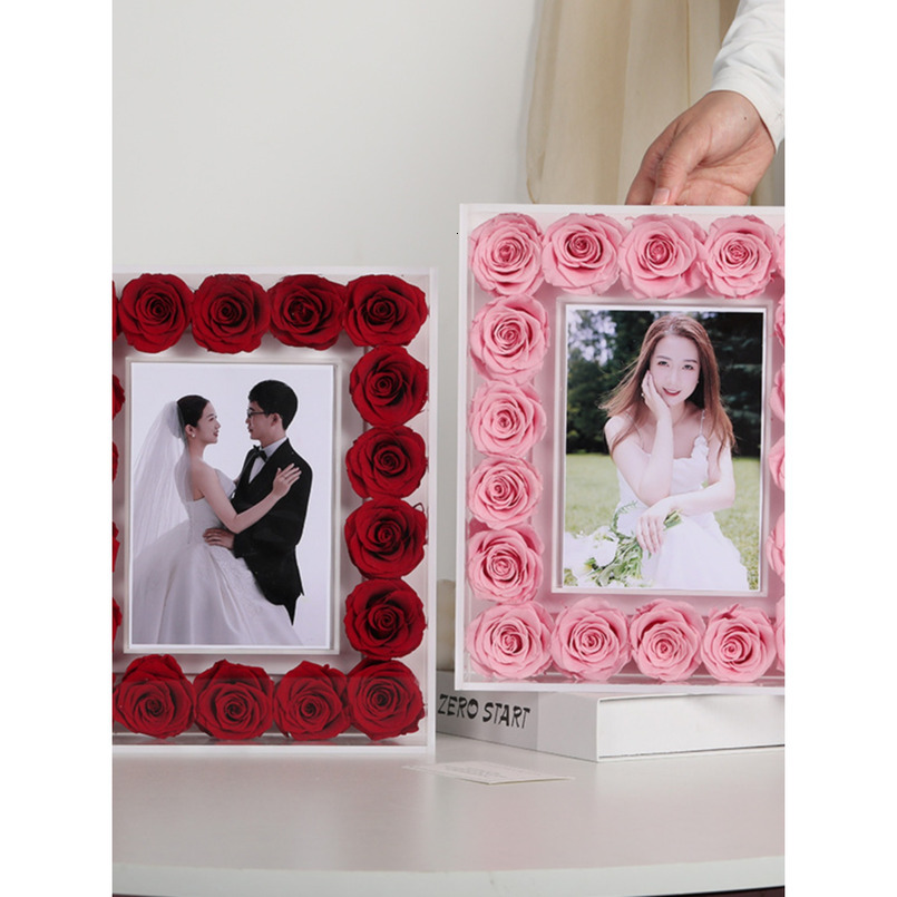 Acrylic Box Simple Romantic Chinese Festive Eternal Flower Transparent Strong Photo Frame H260306