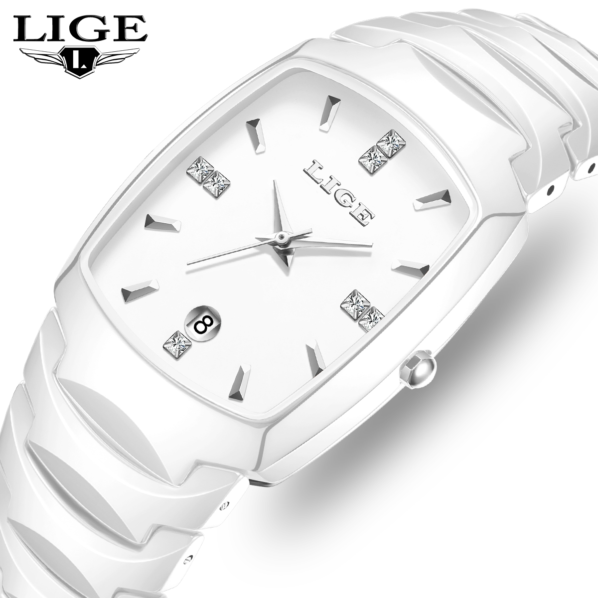 LIGE watch men's universal watch men's and women's same waterproof watch holiday gifts High-end ceramic material watches