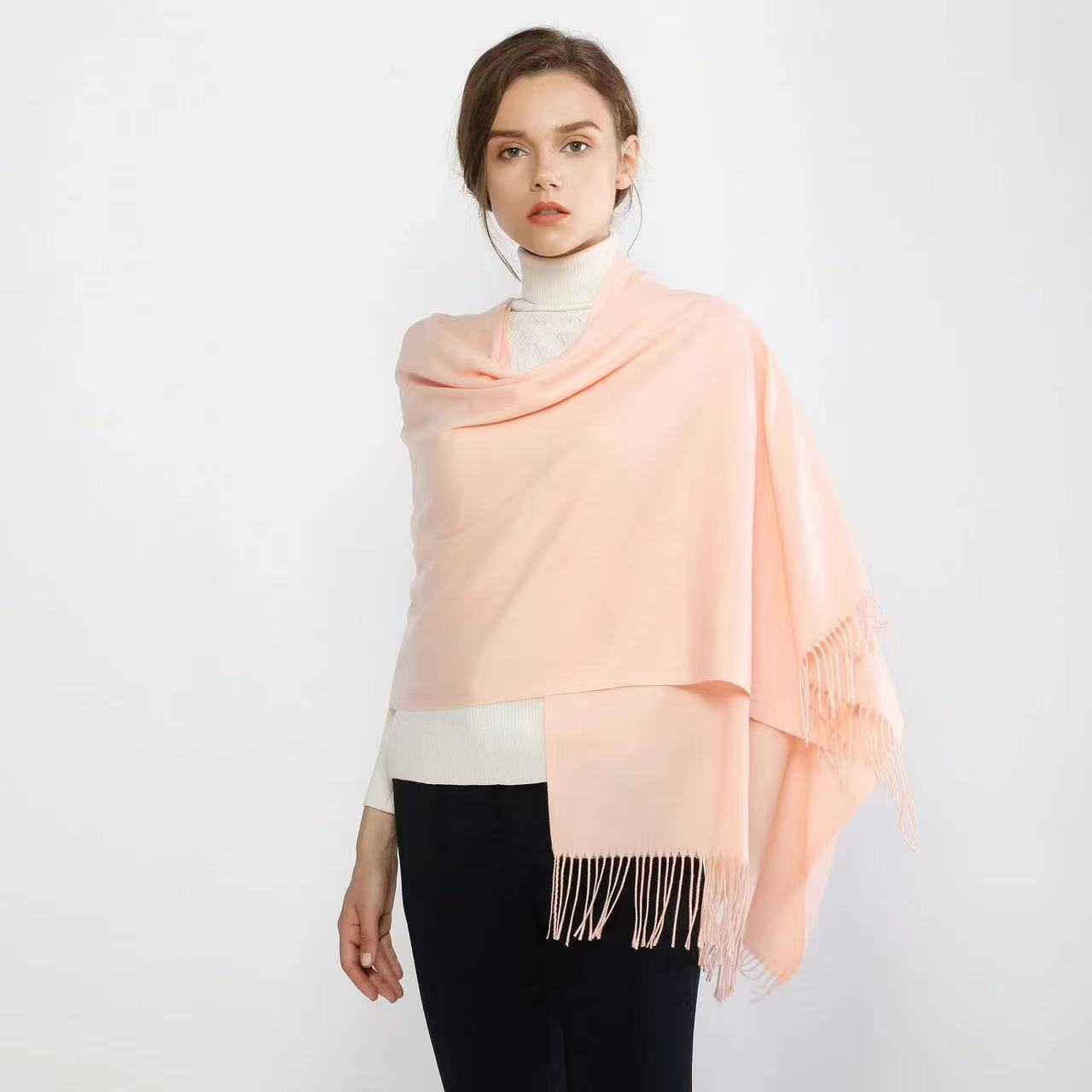 T1121 solid color cashmere scarf thick versatile shawl warm outer wear