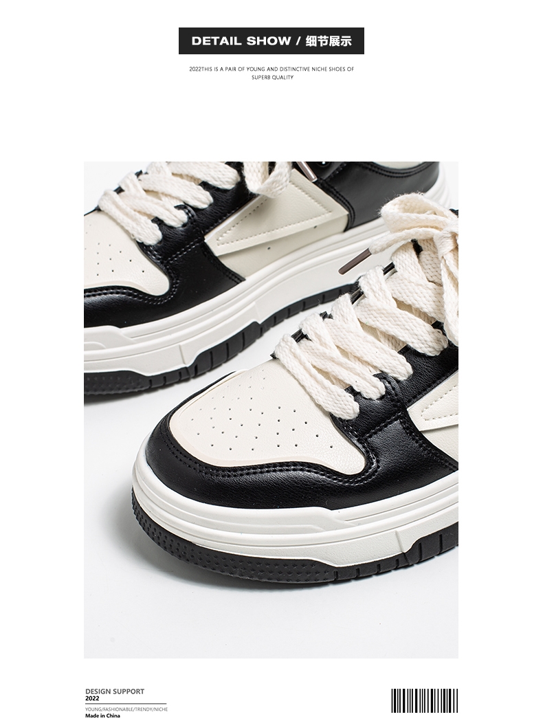 Spring board shoes men's casual trendy shoes trendy brand black and white panda designer skateboard shoes ultra light thick sole