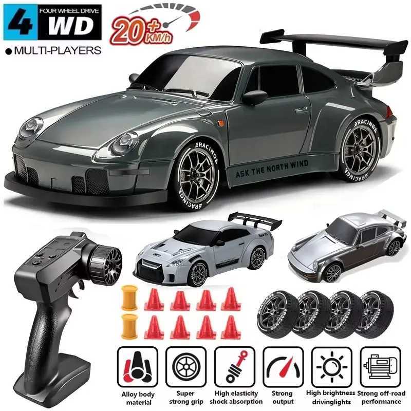 4WD Remote Control Car 1/24 RC Drift Car 20KM/H High Speed Turbo 2-Speed Acceleration LED Lights Racing Car for Kids and Adults Toys Gifts XJ260703