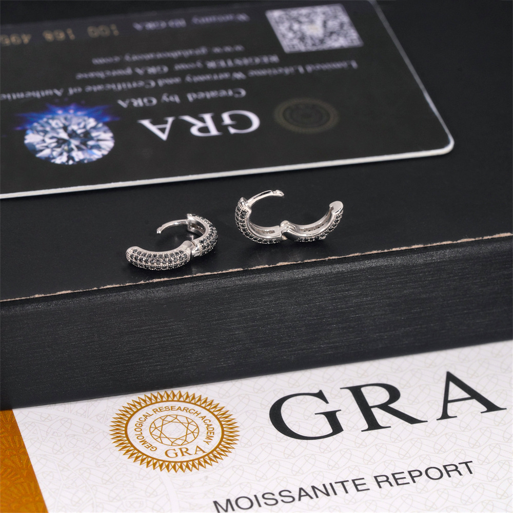 Hoop Earring Moissanite Jewelry Gold Plated 925 Sterling Silver Iced Out VVS Diamond Moissanite Earrings