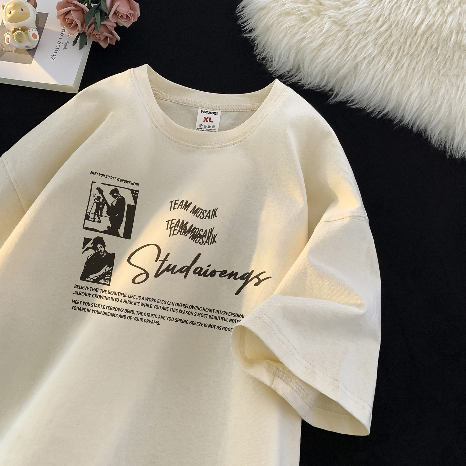 American Retro Pure Cotton Short Sleeve T-shirt For Designer Short Sleeves Men Summer Trendy Brand Cool Heavyweight Half Sleeve Tee Loose Plus Size To