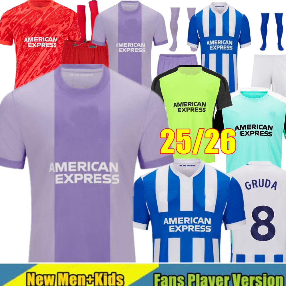 Brighton 25 26 Soccer Jerseys home away HINSHELWOOD GRUDA ADINGRA MINTEH PEDRO MITOMA MAN FAN KIDS JERSEY 2025 2026 FOOTBALL SHIRTS set man kids