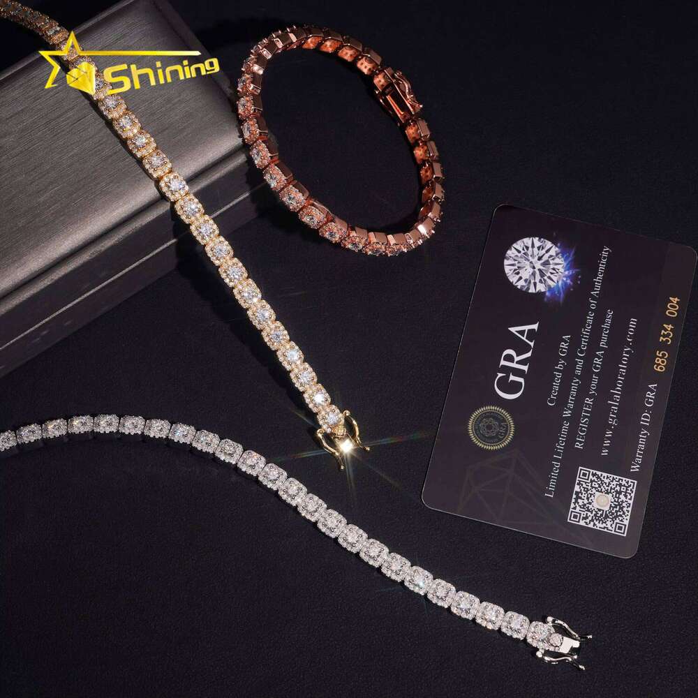 Fine Jewelry Iced Out Sterling Sier VVS Dia GRA Certificated Hip Hop Moissanite Tennis Bracelet