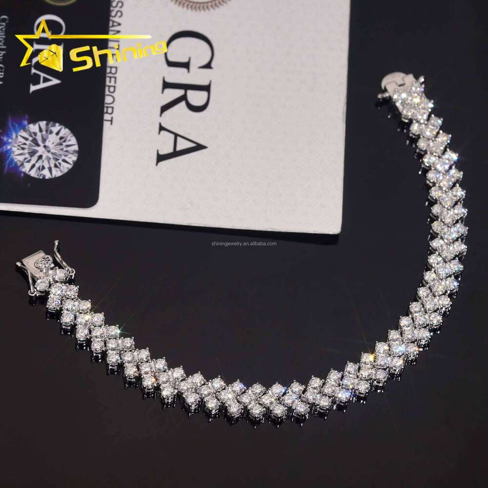 New Design Elegant Women S Solid Sier Hip Hop Jewelry VVS1 Moissanite Dia GRA Certificate Tennis Bracelet