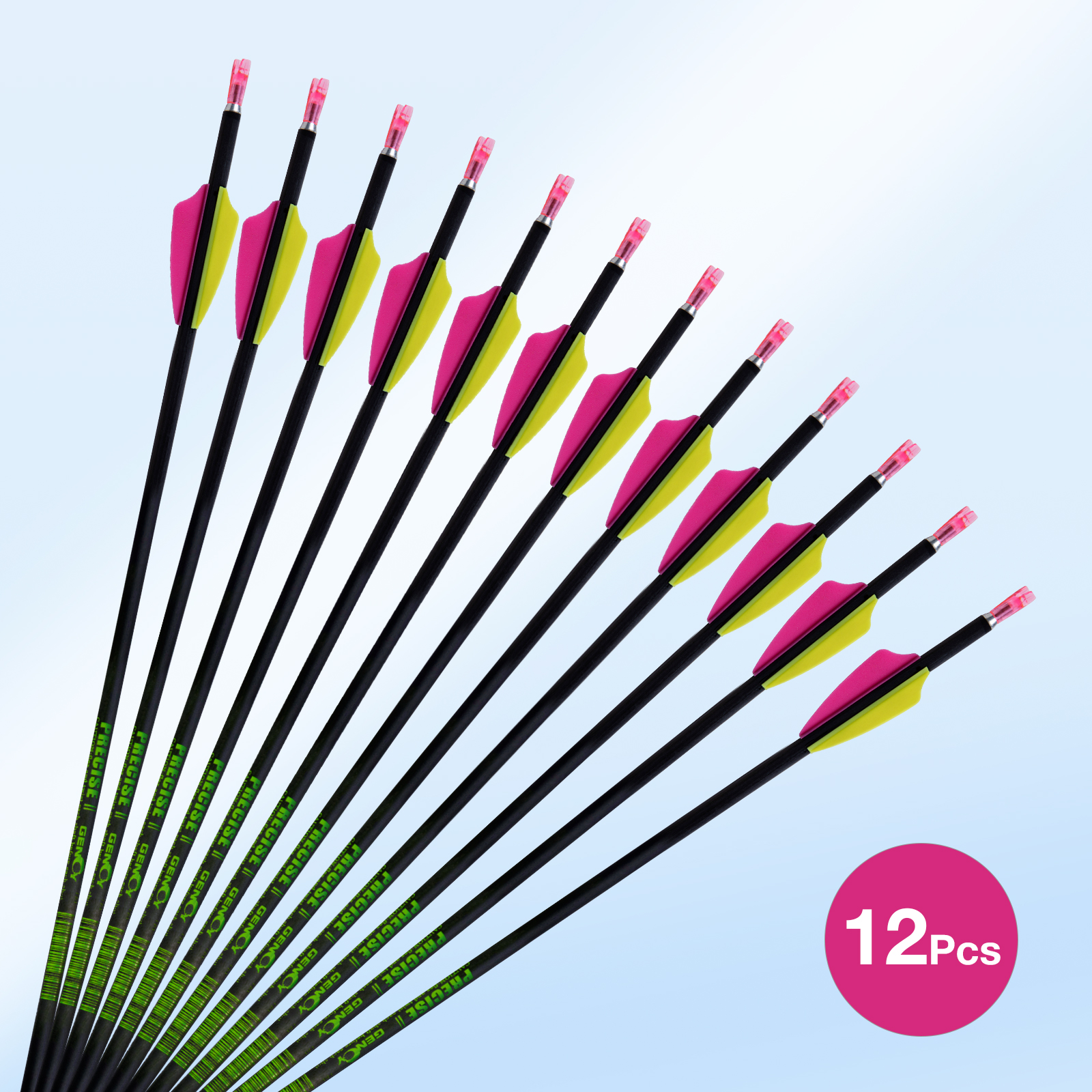 31inch Hunting Arrows without Arrowheads Carbon Archery Arrows 12Pcs 4.2mm Targeting Arrows for Recurve Bow & Compound Bow Spine 350-1500 Arrows
