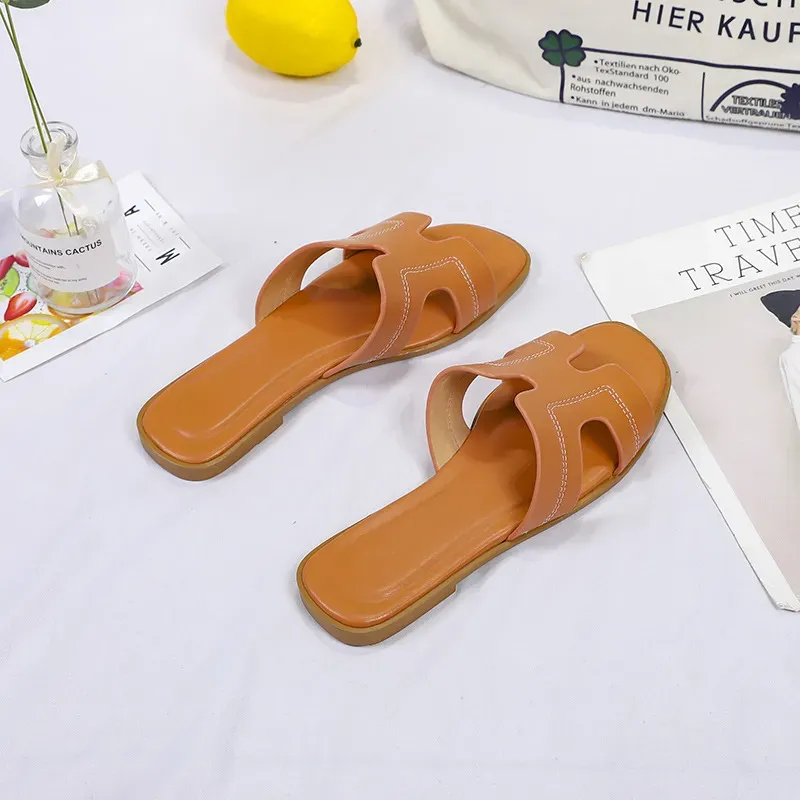 Designer Slippers Sandals Women's Fashion slippers Luxury Slide Rubber Brown Retro Leather Flat Shoes Summer Famous Brand luxurious Classic Outdo