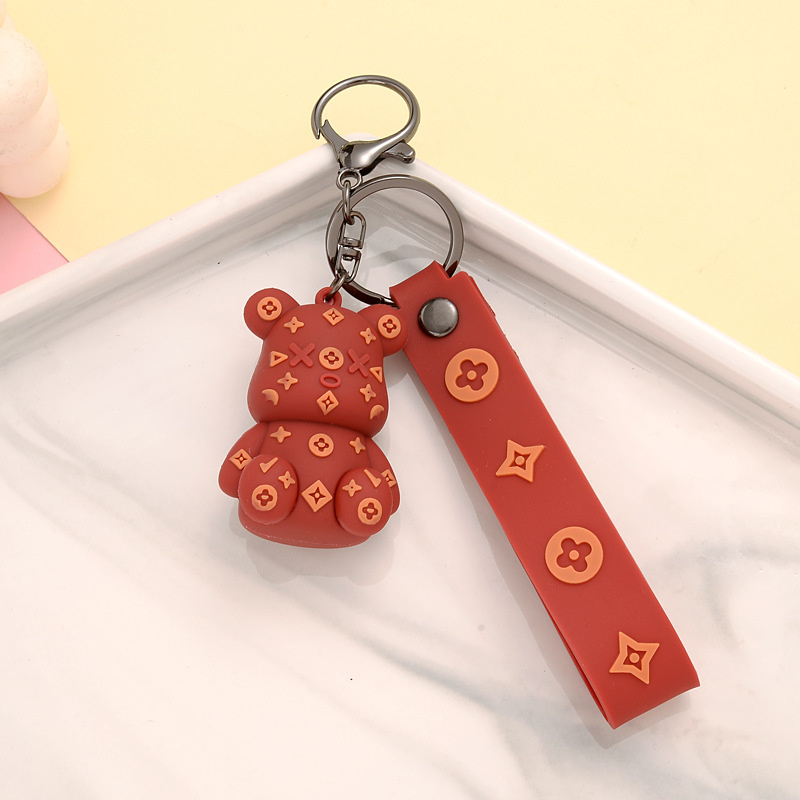 2025 new Free shipping Novel and creative gift cartoon bear key ring school bag pendant bag bag pendant small gift keychain