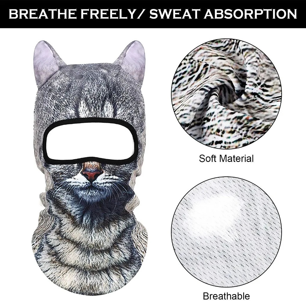 3D Animal Balaclava Bicycle Cycling Ski Hats Party Cat Dog Full Face Mask Funny Neck Gaiter Windproof Soft with Ears 250625 - view 5