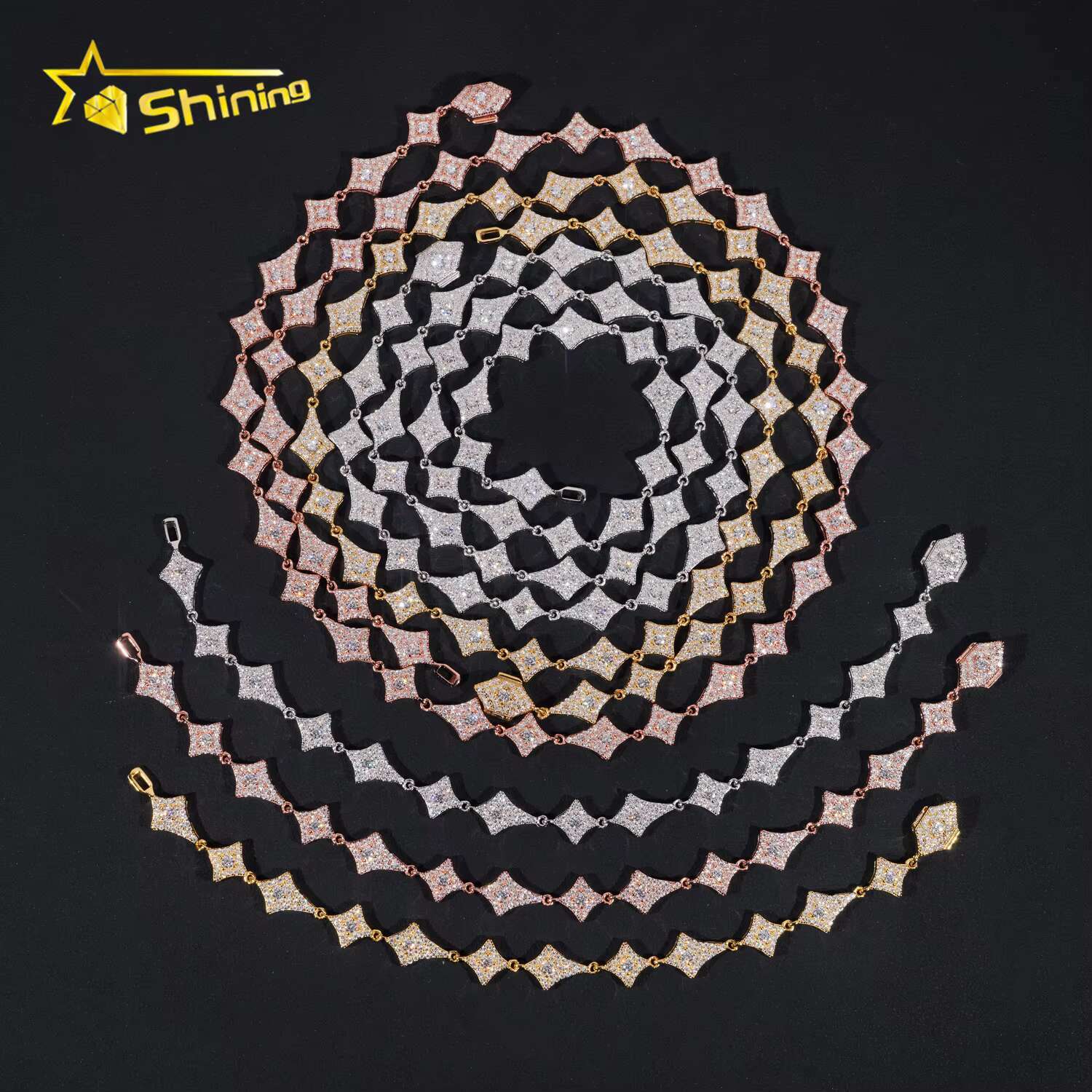GRA Certified Hip Hop Accessories 925 Pure Silver Diamond Moissanite Tennis Chain Bracelet Fashion Necklace Iced Out
