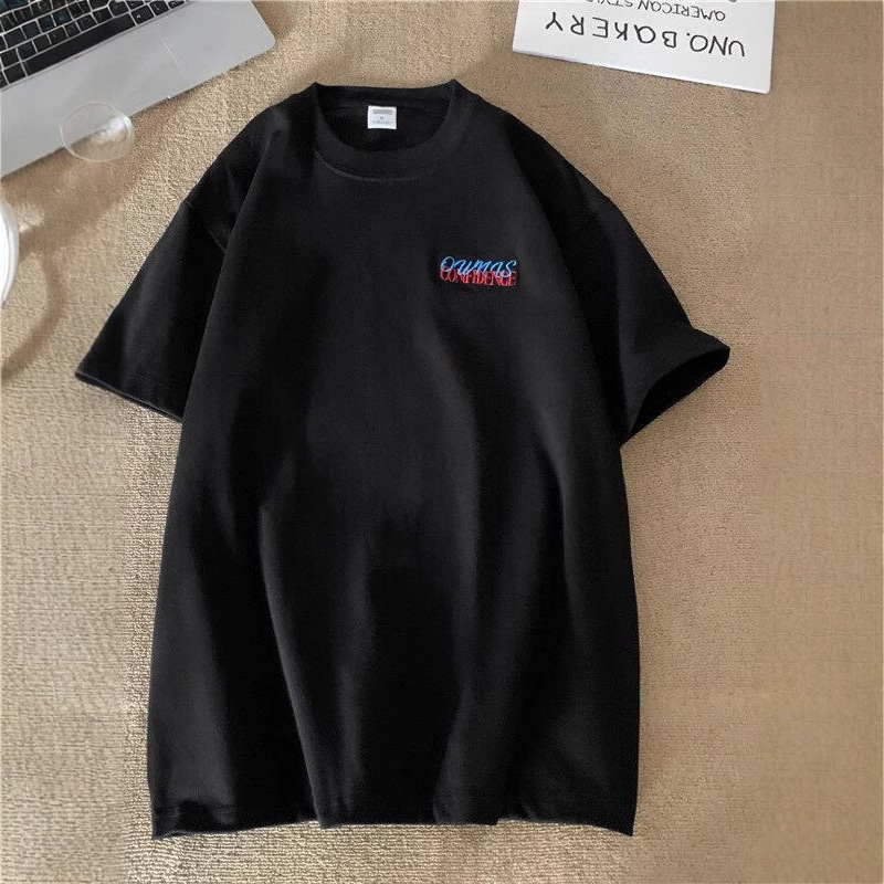 Heavyweight 220g Double Yarn Pure Cotton Letter Print Short Sleeve T-shirt Designer Short Sleeves For Men And Women Summer New Sweat-absorbing Breatha