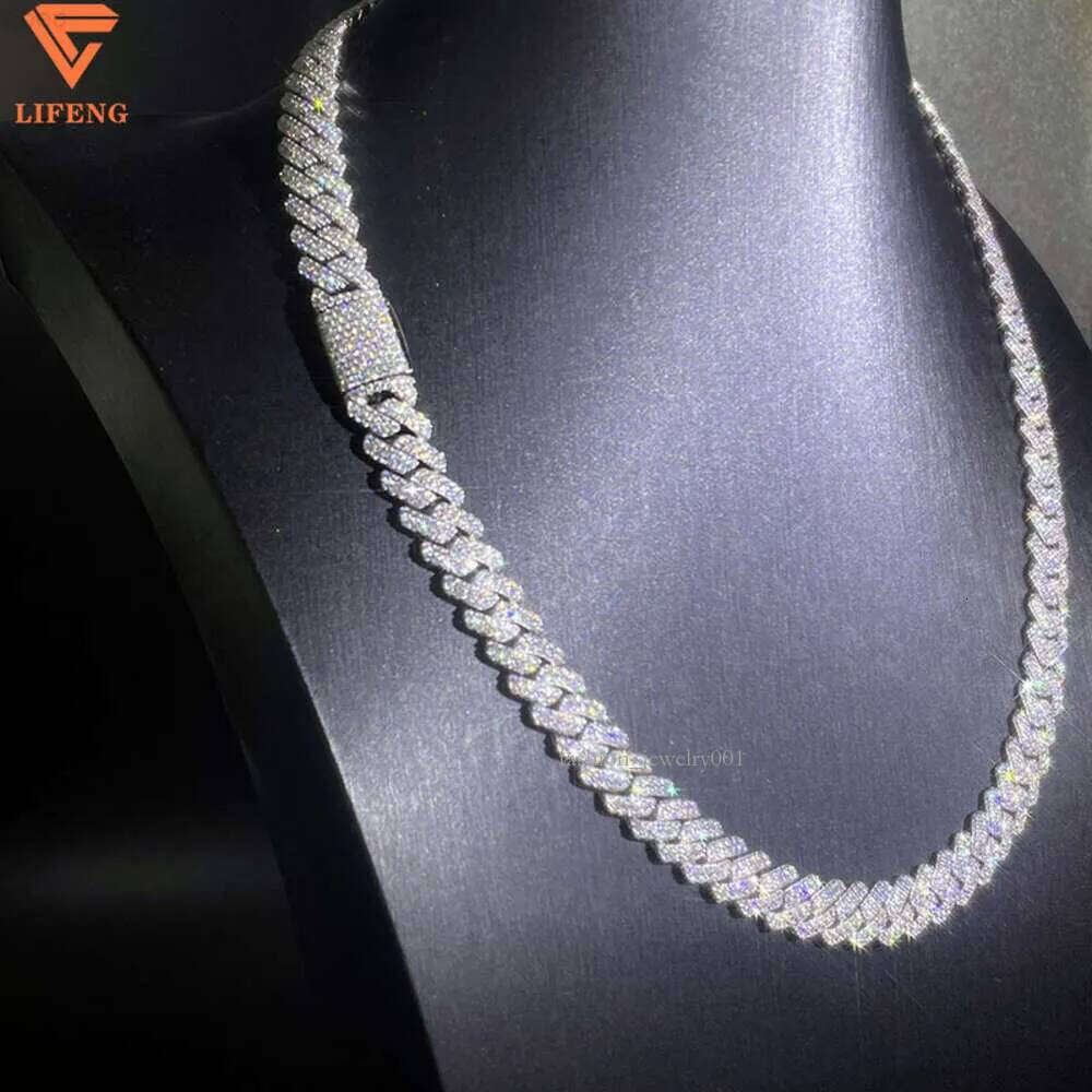 10mm Hip Hop Necklace for Pendant White Sterling Sier Iced Out Vvs Moissanite Dia Cuban Link Chain Men Women