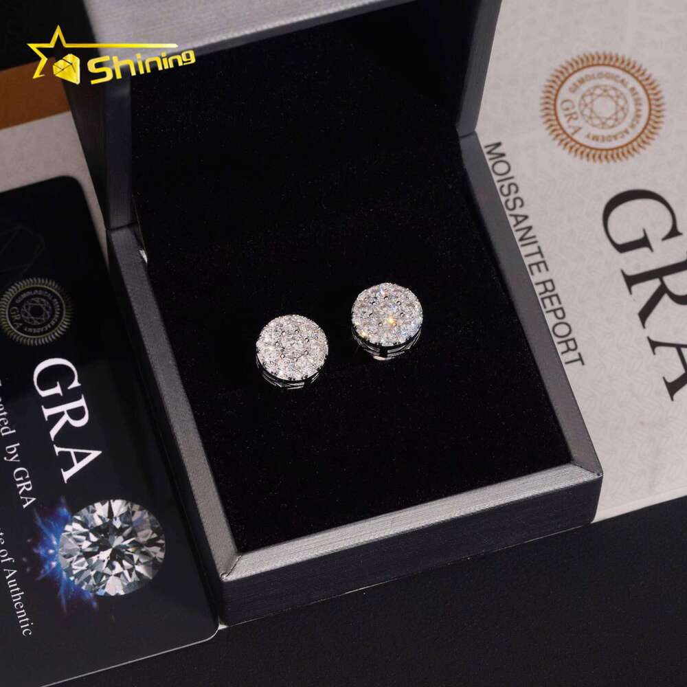 Fashion for Men and Women Hip-Hop Sandstone Stud Iced Sier Earrings Daily Wear