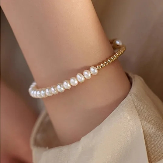 Arrival Elegant 100% Natural Freshwater Pearl 14K Gold Filled Ladies Bangle Promotion Jewelry For Women Year Gifts 250730