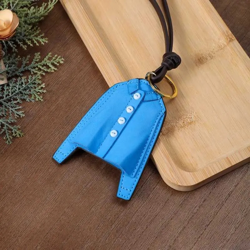 Keychains Lanyards M New Brand Mini Ballet Shoe Bag Charm Genuine Leather Blue Shirt Cardigan Skirt Niche Design Bag Pendant Personty Shoe Charm L2509