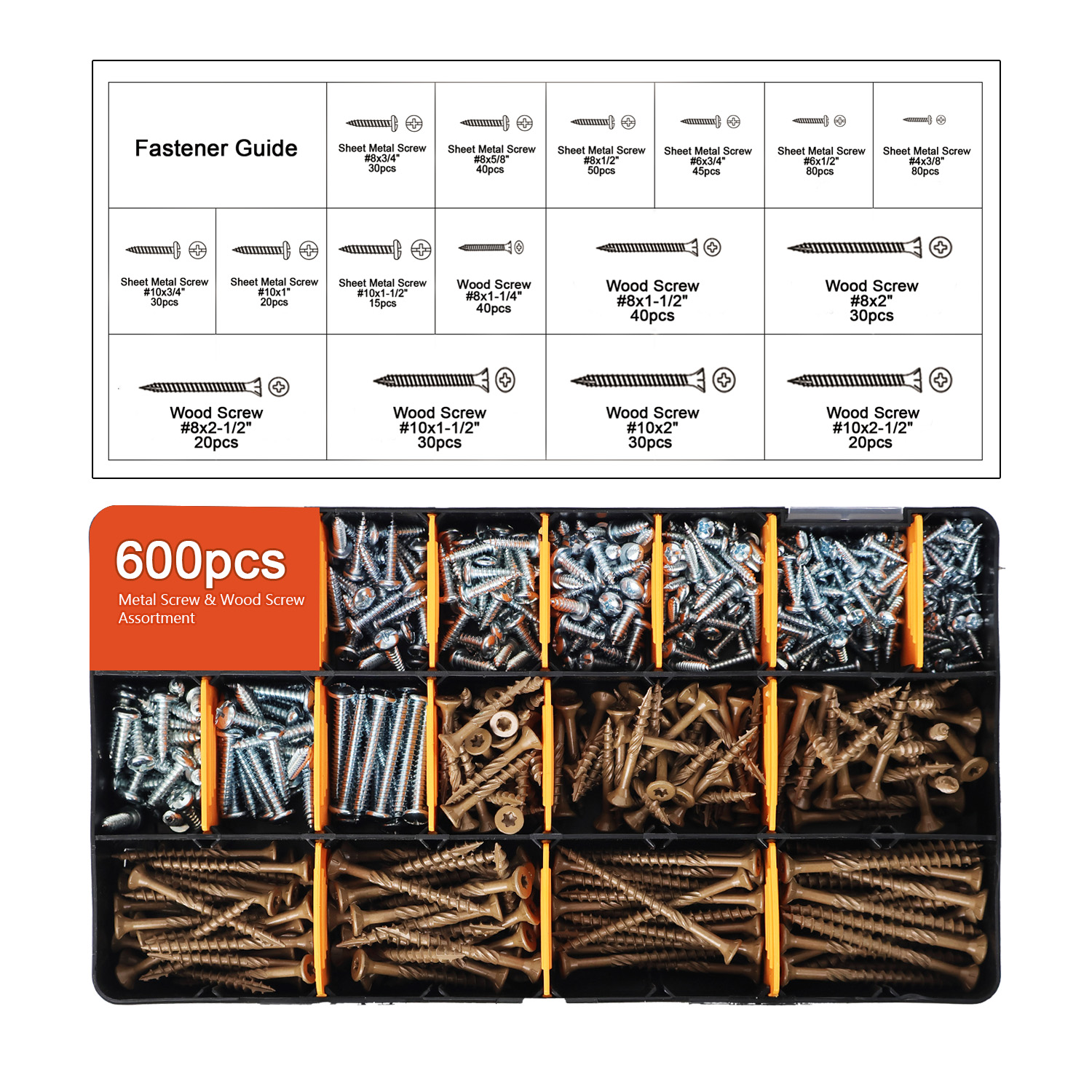 3000-Piece Hardware Kit with Anchors, Tapping Screws, Deck Screw, Nails