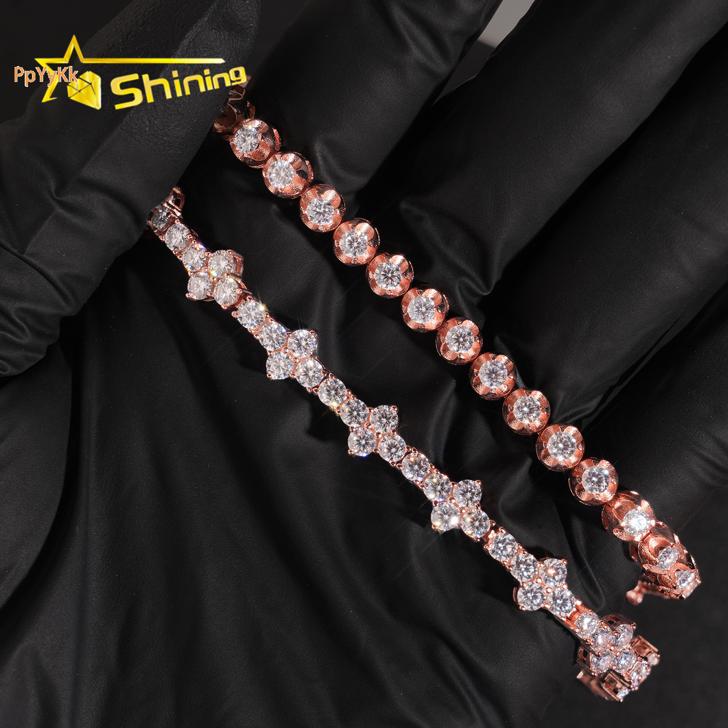 Hip Hop Luxury Jewelry 925 Pure Silver 3mm 4mm Cross Moissanite Tennis Bracelet Diamond VVS Moissanite Bracelet