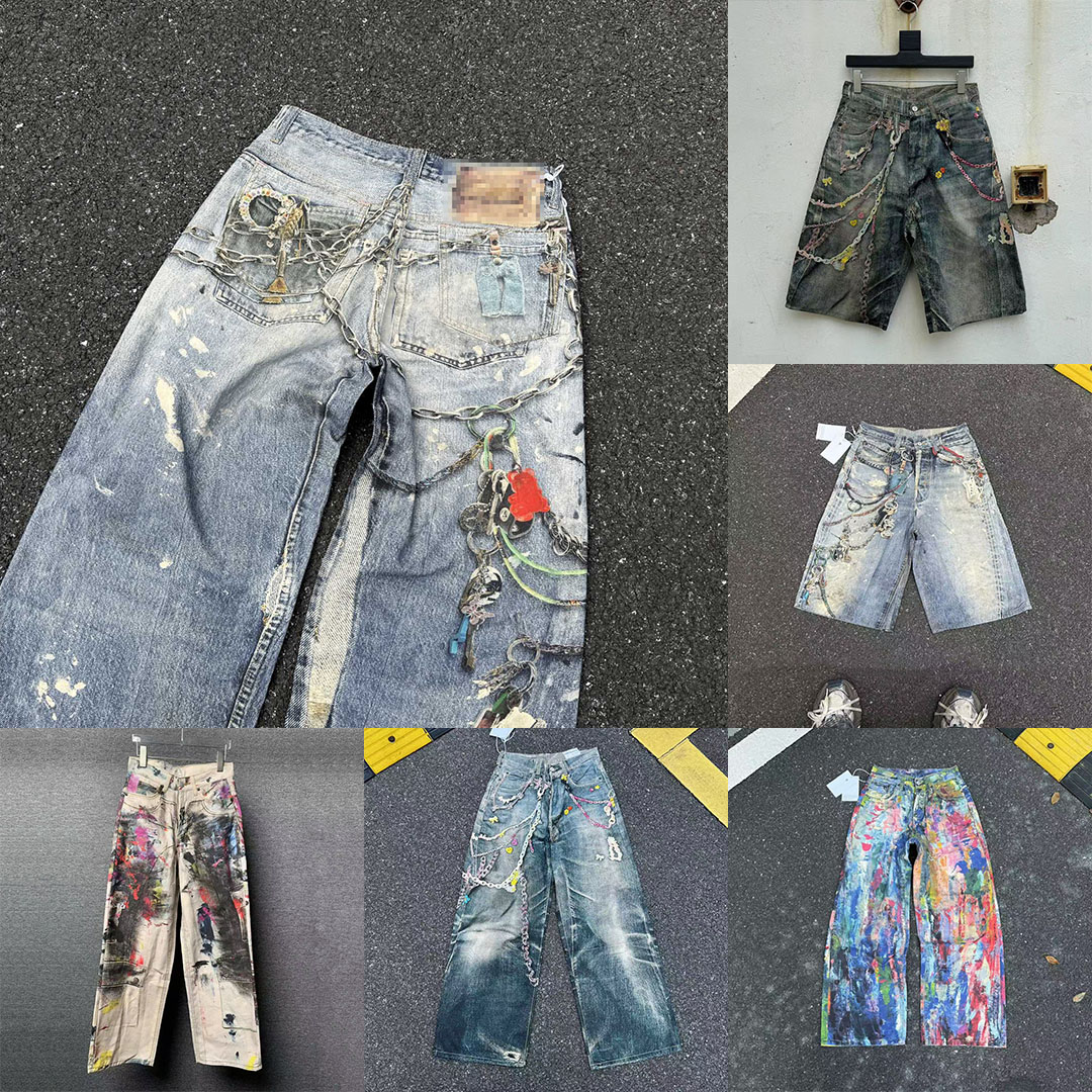 Men's Jeans Designer Mens Pants 3D Digital Printed Straight-leg Long Trousers Womens Vintage Stylish Streetwear