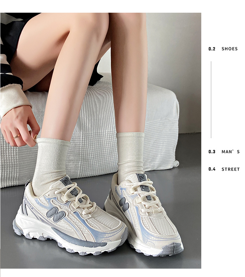 Dad's shoes, women's thick soled casual shoes, Korean style versatile retro breathable niche design sports shoes