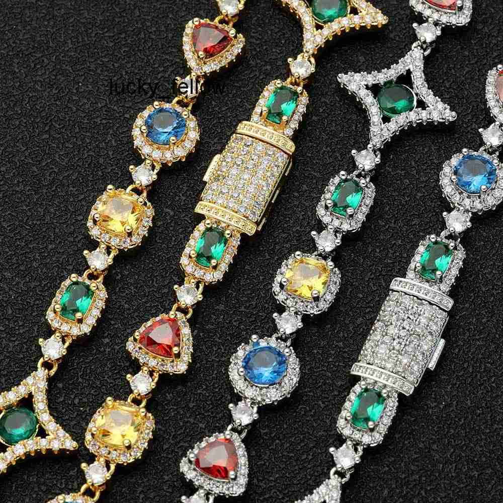 Jewelry hip-hop colorful necklace womens accessories high-end Moissanite mens bracelet