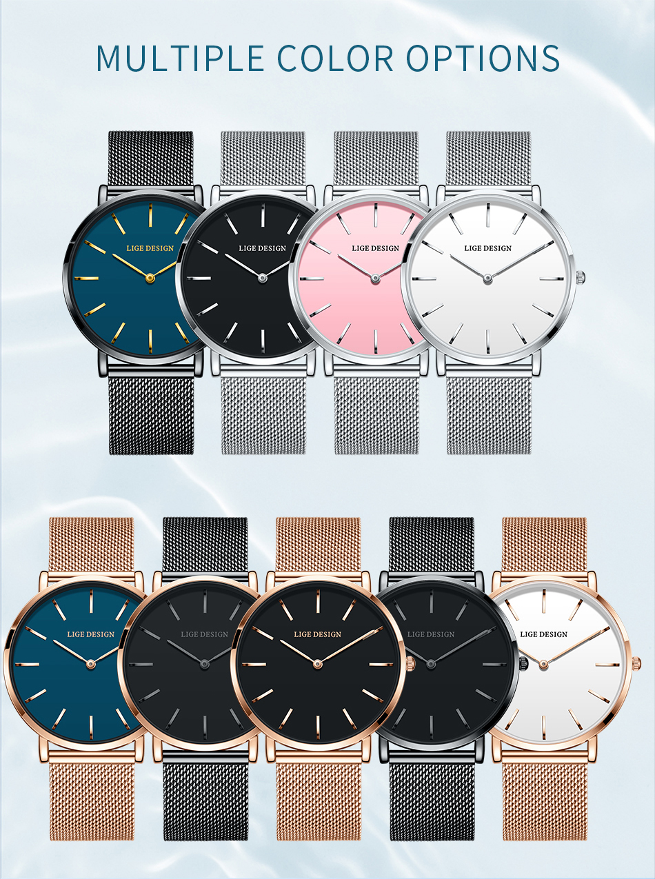 LIGE watch men's universal watch men's and women's same holiday gifts High-end watches, waterproof watches