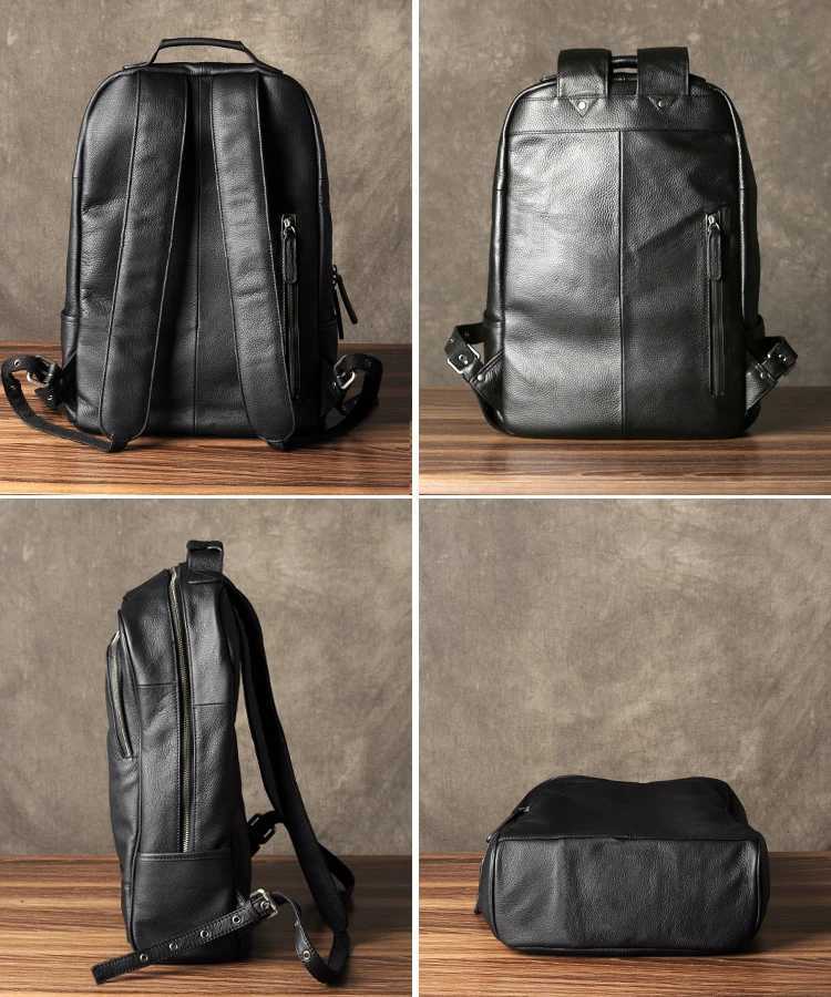 High Quality Fashion Genuine Leather Backpack Men Bagpack Student School Bag Backpack daily male Rucksack large Knapsack Black Z250702