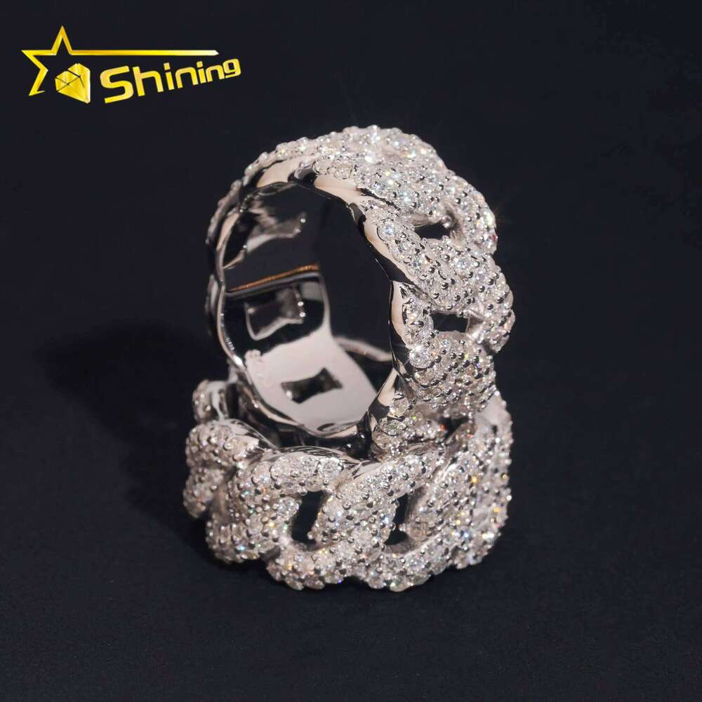 GRA Certificate Pass Dia Tester High Quality Sier Fine Jewelry Iced Out Hip Hop Moissanite Cuban Ring