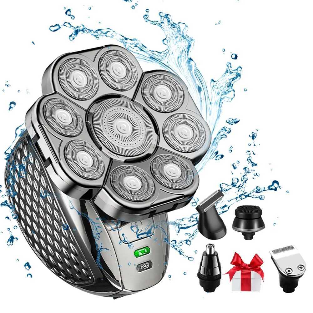 Men Grooming Kit 9D Shaver IPX6 Waterproof 9 Cutter Floating Head Electric Razor Wet/Dry 6 In 1 Bald Head Shavers Beard TrimmerS250702