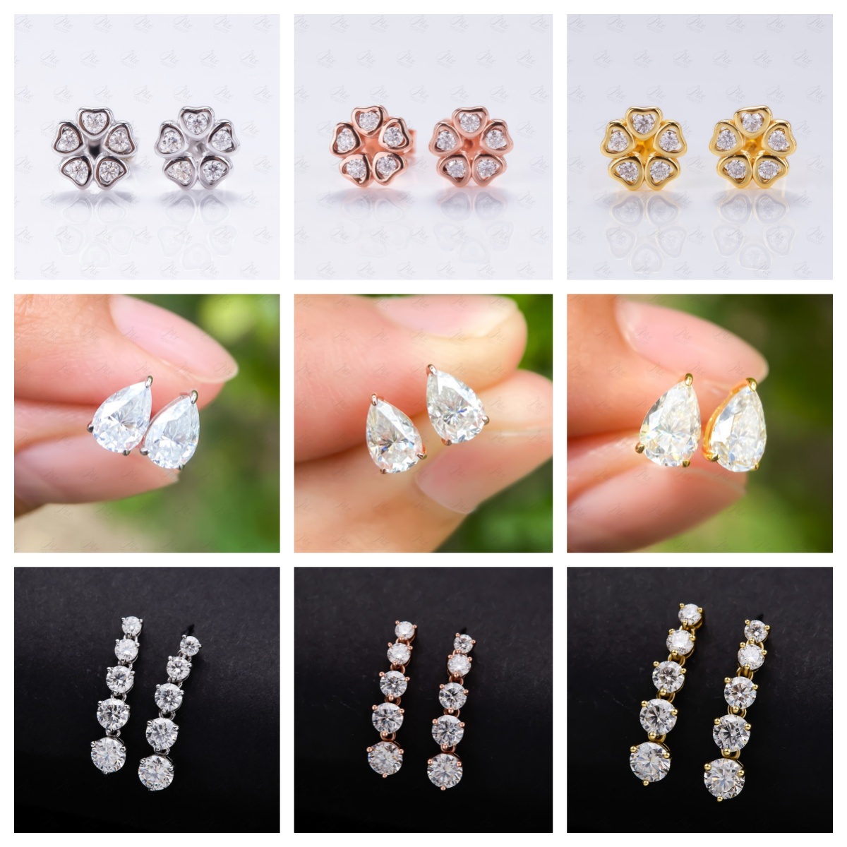 Wholesale Flower Shape Tiny Moissanite Stud Earrings Rose Gold 925 Sterling Silver Hypoallergenic Moissanite Small Earring for Women