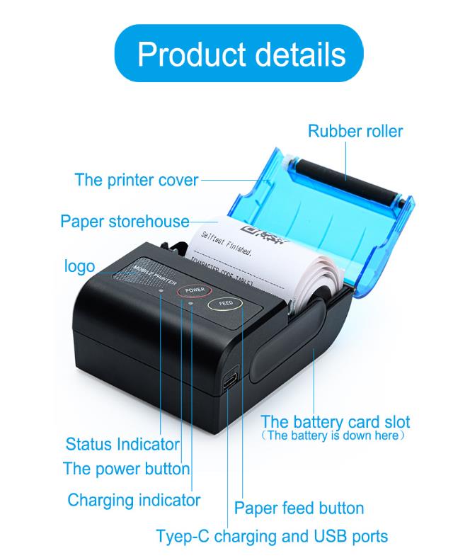 Mini Thermal Printer Wireless USB Receipt Bill Ticket Printer with 58mm Print Paper Compatible with Android Windows 240809