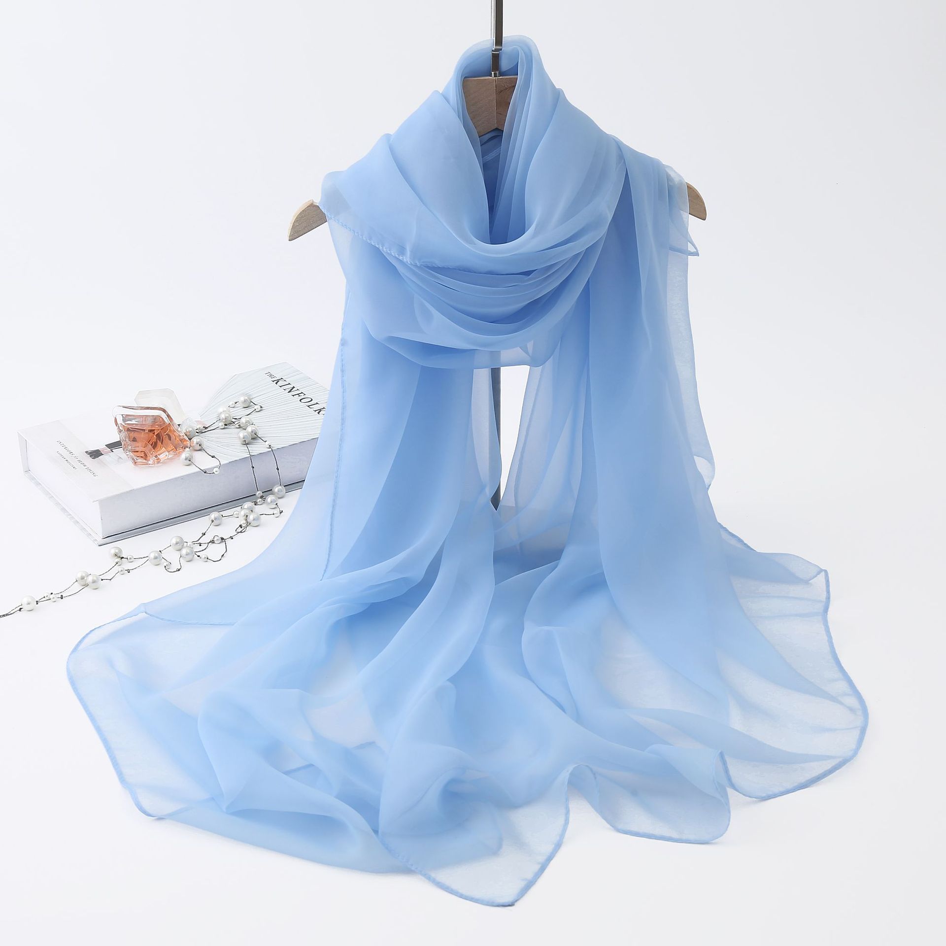 K1213 Korean version of the versatile Yourousha imitation silk scarf spring and summer thin sunscreen scarf bright red solid color sunshade shawl scar