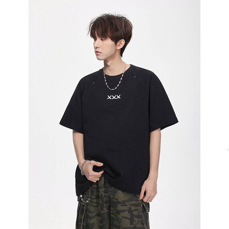 American High Street Printed Short Sleeve T-shirt For Men Summer Heavyweight Half Sleeve Designer Short Sleeves Loose Fit Versatile Crew Neck Tee