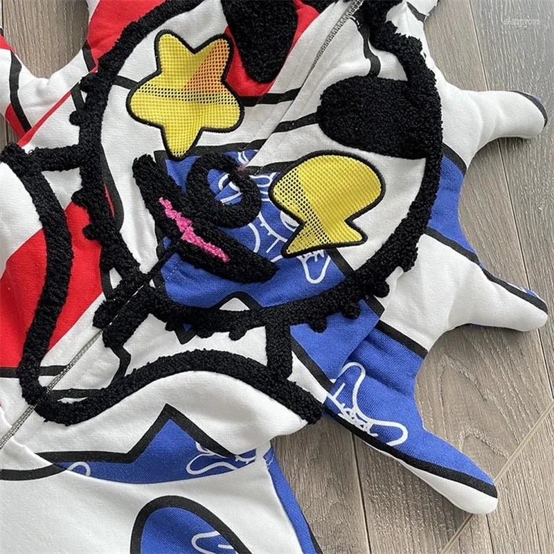 Men's Hoodies Glo Gang The Glory Full Zip Hoodie Men Women 1:1 High Quality Beverage Cartoon Printed Embroidered Zipper Oversize Hooded