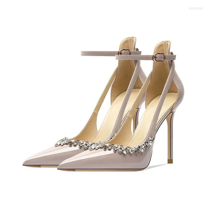 Dress Shoes 2025 Brand Women's Buckle Strap High Heels Fashion Crystal Party Solid Pumps Women Sexy Pointed Toe