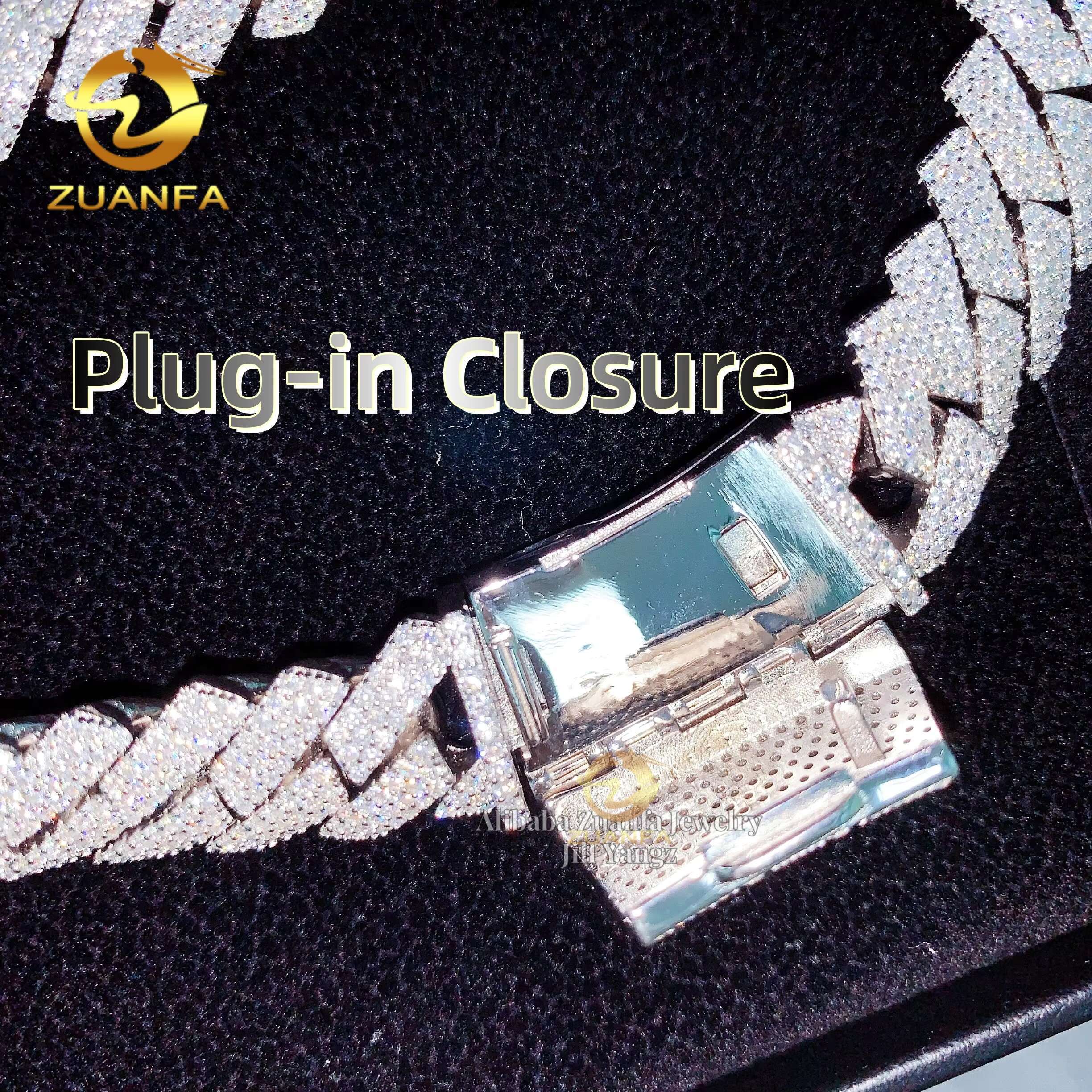 Curved Plug in Ice Box Heavy Thick 15mm GRA Certification Leading Factory Direct Moissanite Cuban Link Chain