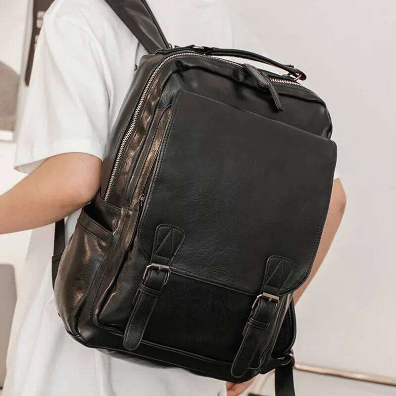 Designer Bag Fashion Design Men Waterproof 15 Inch Laptop Solid PU Leather Backpack Male Business Casual Back Bag Mochila