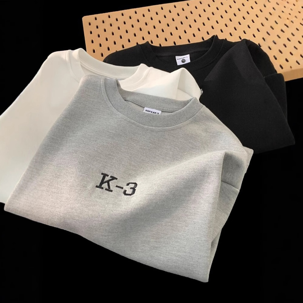 Letter Print Heavyweight Short Sleeve T-shirt Designer Short Sleeves For Men Summer American Retro Tee Shirt Youth Loose Round Neck Clothing