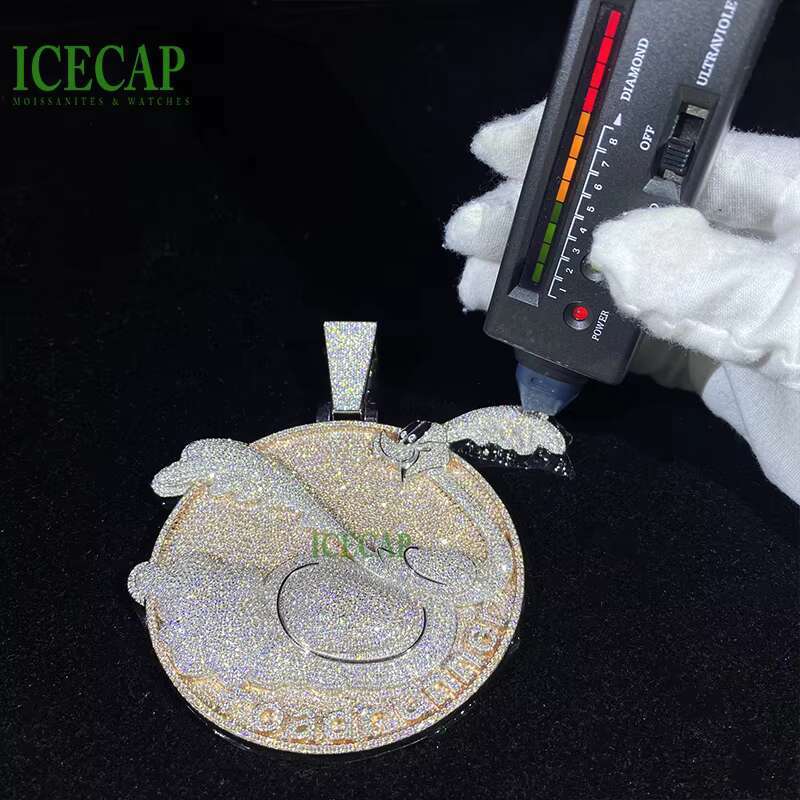 Two Tone VVS Moissanite Diamond Custom Pendant Fine Jewelry Iced Out Cartoon 925 Sterling Silver Pendant Charm Necklace for Men