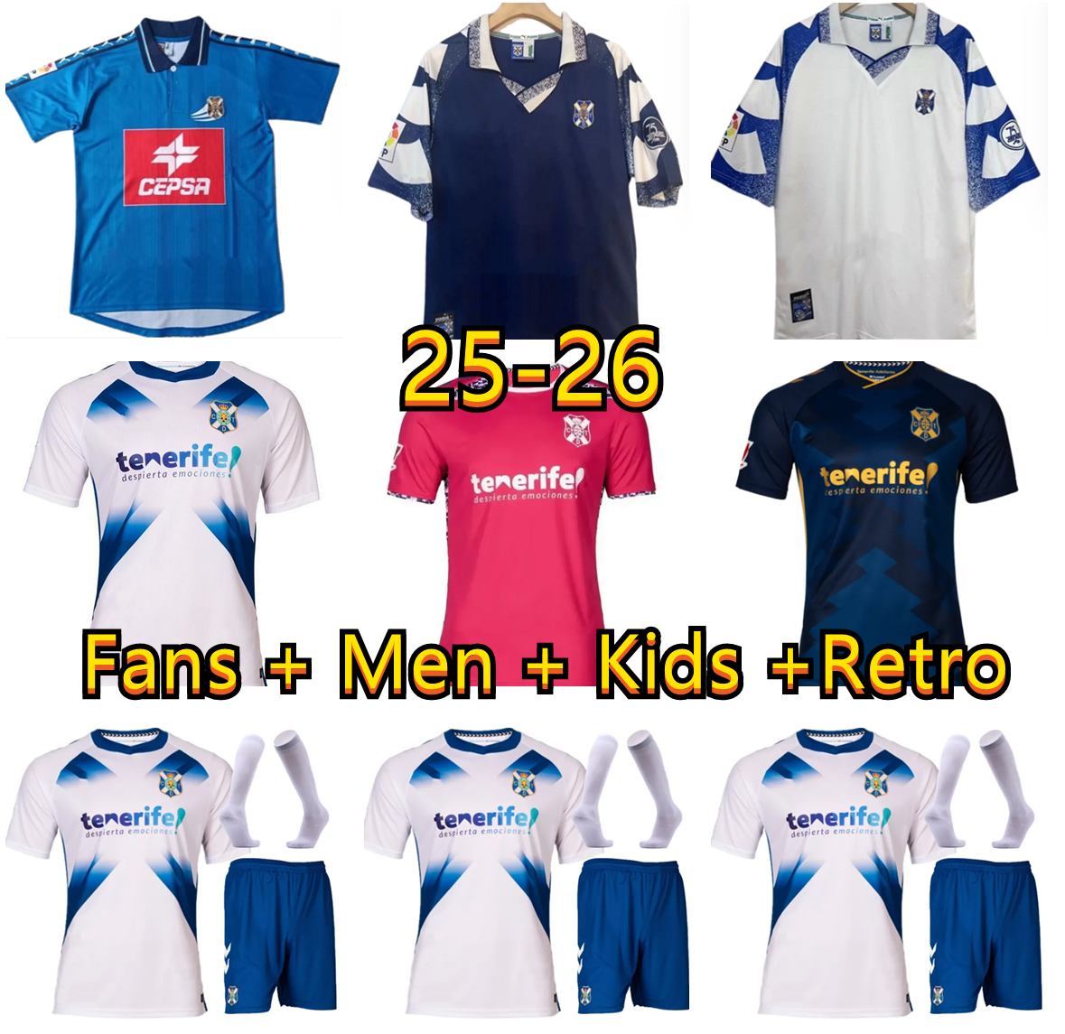 25 26 CD LUGO Tenerife Home Away 3rd soccer jerseys GALLEGO ZORRILLA MO DAUDA BUNUEL ROMERO SIPCIC chandal de futbol 1997 1998 1999 97 98 99 retro football Men kids