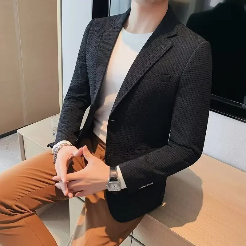 Casual Mens Blazer Jacket For Autumn Slimming Smooths Your Silhouette Fashionable Light Business Professional Clothes 250628