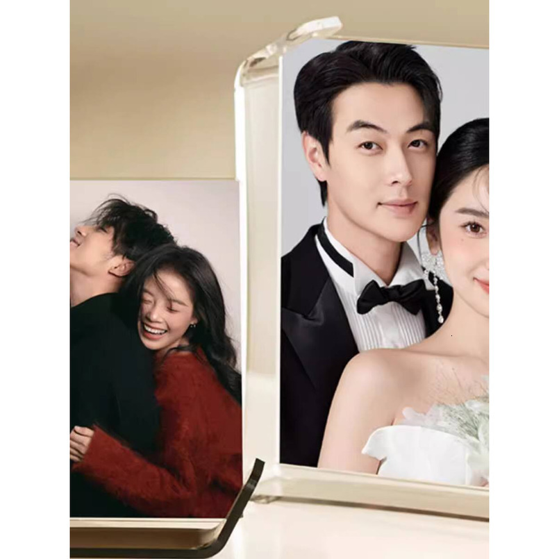 L-Shaped Double-Sided Transparent Display 8inch Rectangular Colorful Acrylic Stand High-End Feel 7-Photo Frame H260306